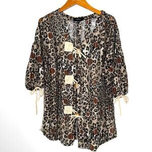 Kactus leopard‎ print button front top
